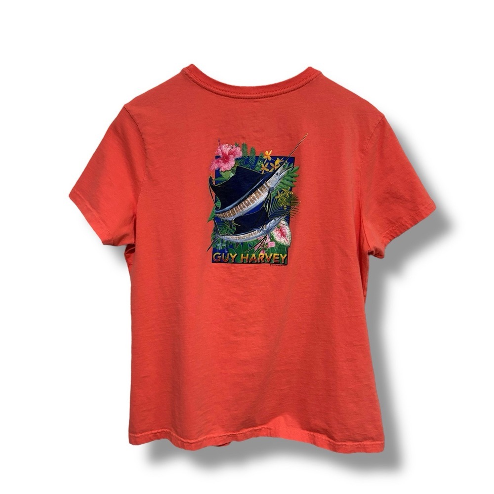 Guy Harvey Youth Girls Marlin Swordfish Graphic T Shirt Orange Size‎ XL 21 x 26